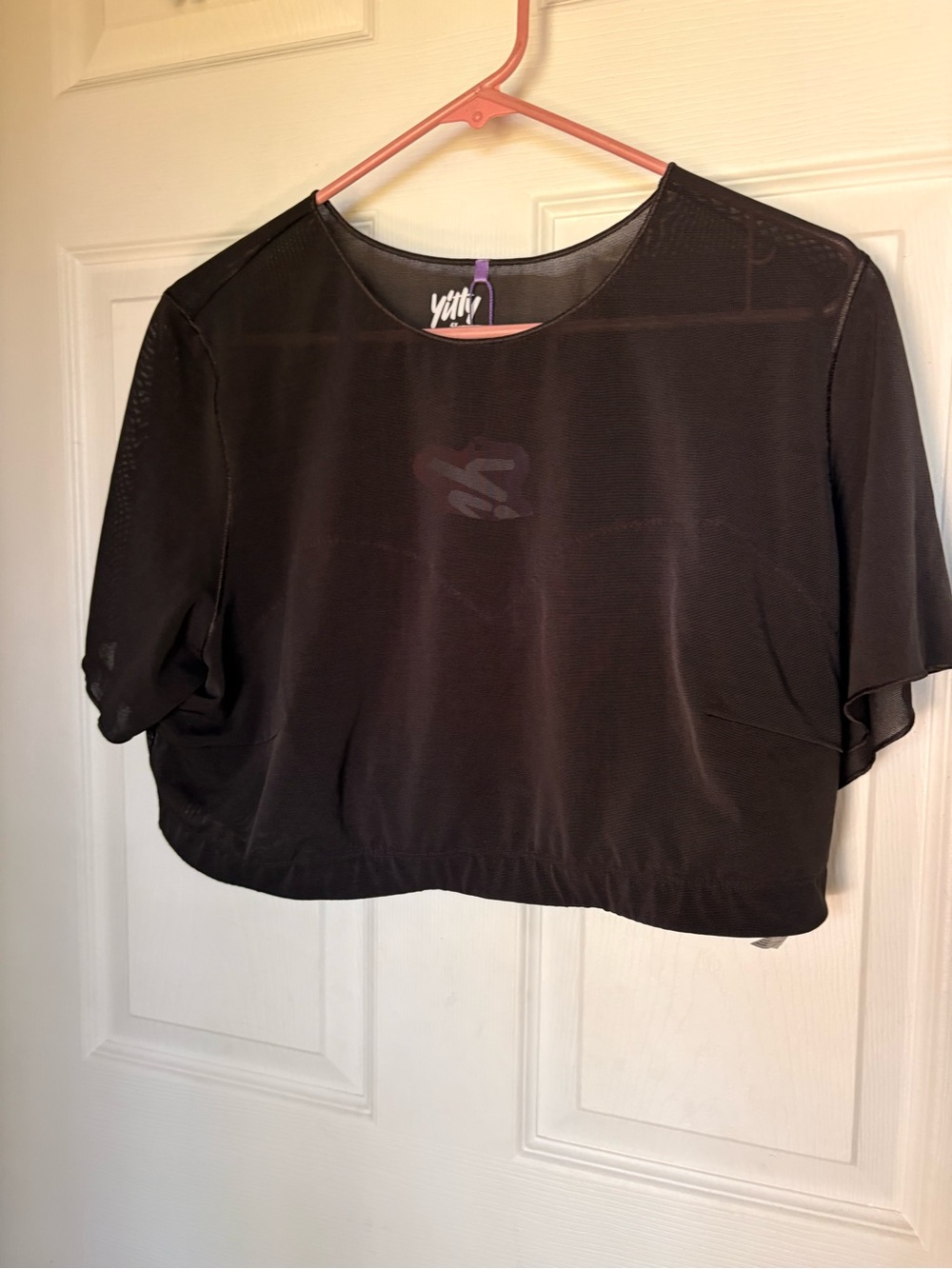 YITTY Black Sheer Mesh Cropped Top